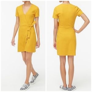 J. Crew Factory Yellow Textured Faux Wrap Dress